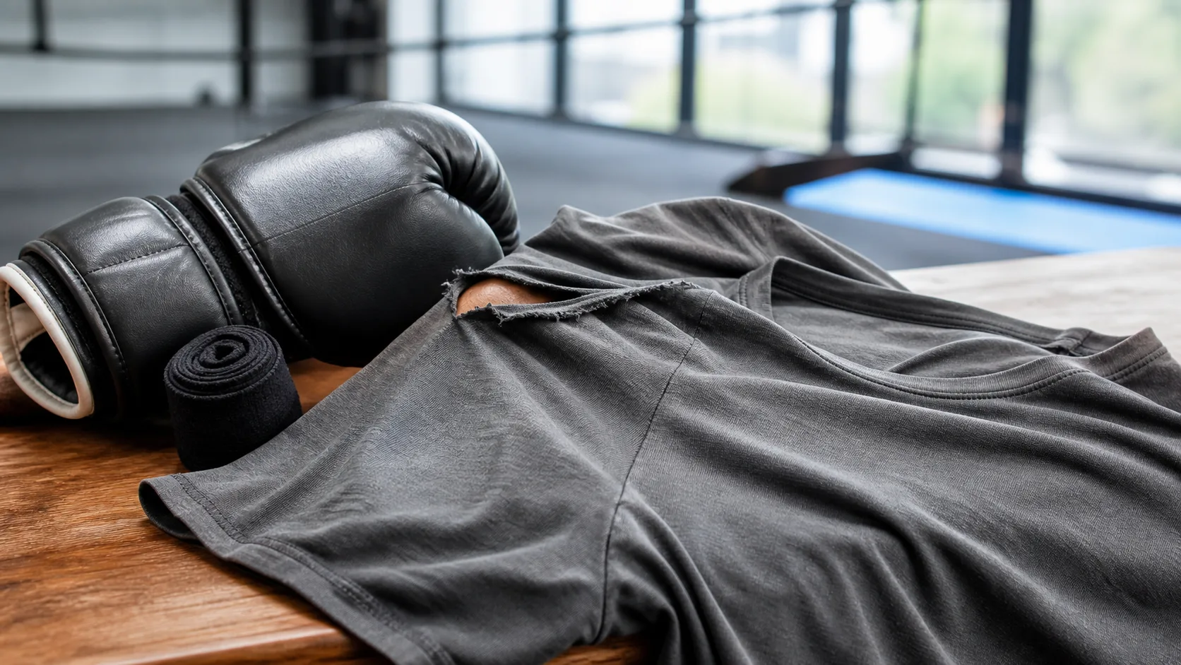 Le tee shirt boxe thai en coton craque avant la fin du premier round